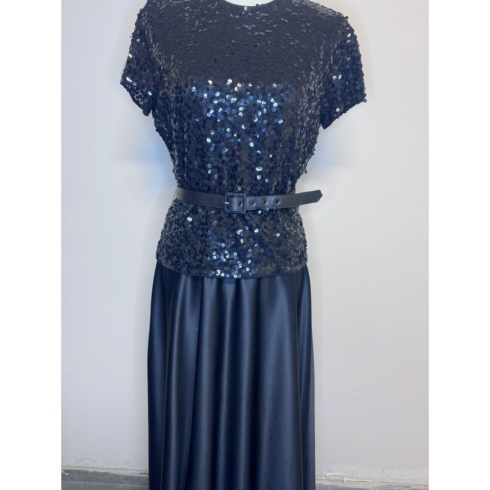 Lillie Rubin Black Long Sequins Dress Women's Size 12‎
